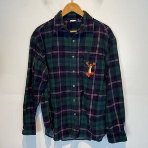 The Disney Store 90s Tigger Plaid Corduroy Flannel Shirt M/L Green (no size tag)